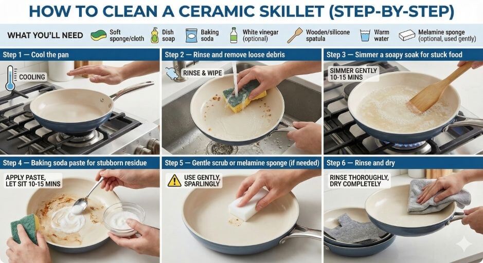 How to Clean a Ceramic Skillet (Step-by-Step)