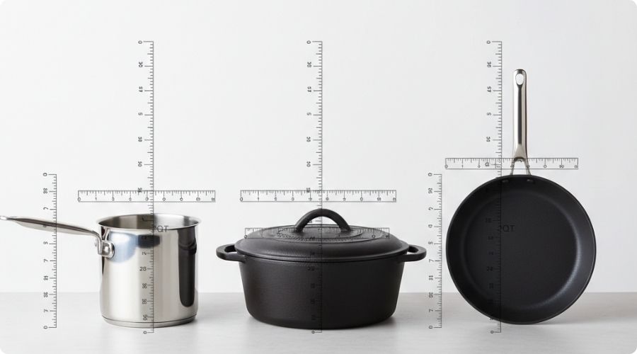 Physical size by cookware type